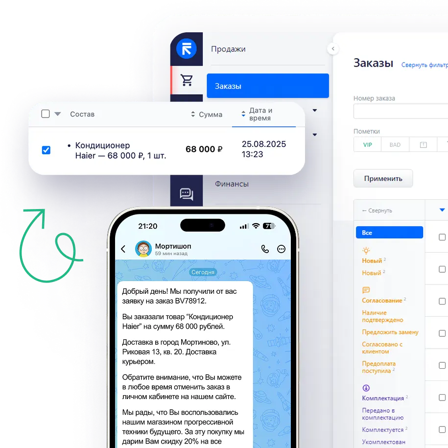 Интеграция ВКонтакте, Авито, Whatsapp, Telegram и MAX для RetailCRM
